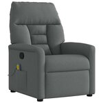vidaXL Fauteuil inclinable de massage en tissu gris foncé