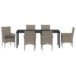 Ensemble de salle à manger de jardin 7 pièces avec coussins en poly rattan gris vidaXL