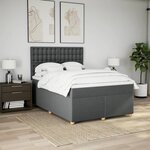 vidaXL Sommier à lattes de lit avec matelas Gris foncé 140x190cm Tissu