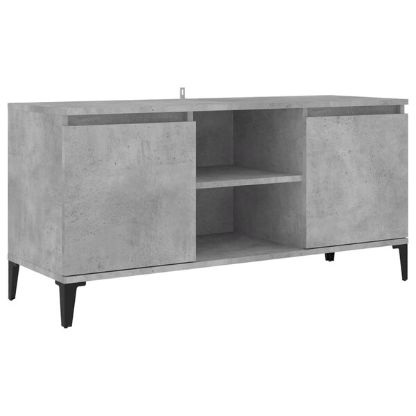 vidaXL Meuble TV avec pieds en métal Gris béton 103 5x35x50 cm