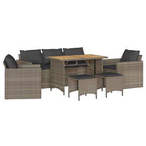vidaXL Salon de jardin 6 Pièces avec coussins gris résine tressée
