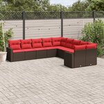 vidaXL Salon de jardin 10 Pièces avec coussins marron résine tressée