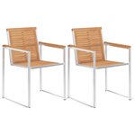 vidaXL Chaises de jardin 2 Pièces Bois de teck solide et acier inoxydable