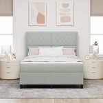 Lit Box Spring avec Matelas Gris Clair 140x200 cm Velours