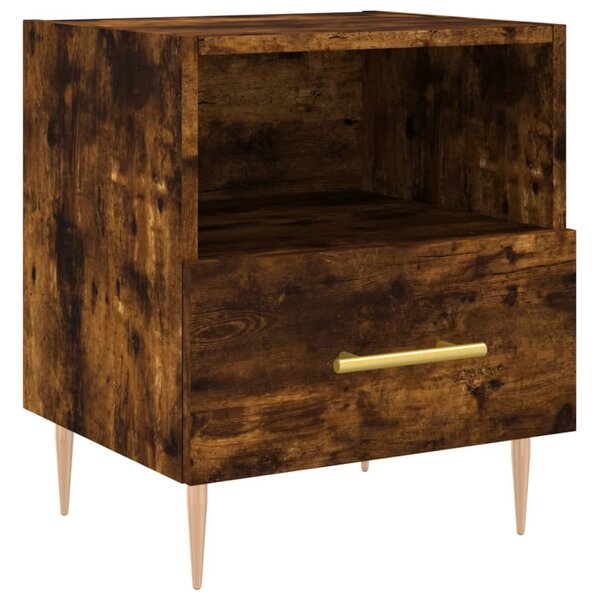 vidaXL Table de chevet chêne fumé 40x35x47 5 cm bois d’ingénierie