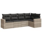 vidaXL Salon de jardin 5 Pièces avec coussins gris clair résine tressée