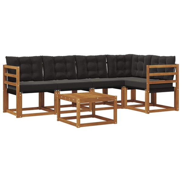 vidaXL Ensemble de canapés d'extérieur 6 Pièces Naturel et Noir