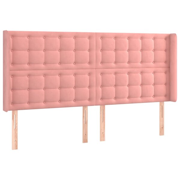 vidaXL Tête de lit avec oreilles Rose 163x16x118/128 cm Velours
