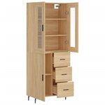 vidaXL Buffet haut Chêne sonoma 69 5x34x180 cm Bois d'ingénierie