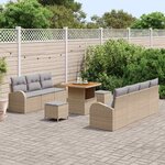 vidaXL Ensemble de canapé de jardin 10 Pièces Beige Poly rotin