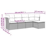 vidaXL Salon de jardin 5 Pièces avec coussins gris clair résine tressée