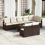 Ensemble de canapé de jardin 8 pièces avec coussins gris poly rotin