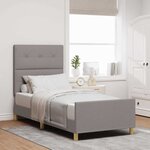 vidaXL Cadre de lit avec tête de lit Taupe 100 x 200 cm tissu