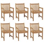 vidaXL Chaises de jardin lot de 6 et coussins bleu Bois de teck solide