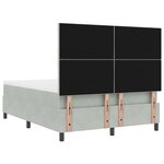 Lit Box Spring vidaXL avec Matelas Gris Clair 140x190 cm Velours