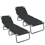 vidaXL Chaise longue pliante 2 Pièces Portable Noir Tissu Oxford 600D