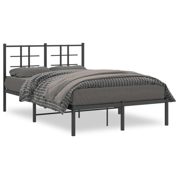 vidaXL Cadre de lit métal sans matelas avec tête de lit noir 120x190cm