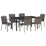 vidaXL Ensemble de salle à manger pour jardin 7 Pièces Gris Poly rotin