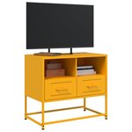 vidaXL Meuble TV jaune moutarde 68x39x60 5 cm acier