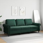 vidaXL Canapé à 3 places Vert foncé 180 cm Velours