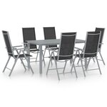 vidaXL Ensemble à manger de jardin 7 Pièces aluminium argenté et noir