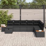 vidaXL Ensemble de canapé de jardin avec coussin Noir polyrotin