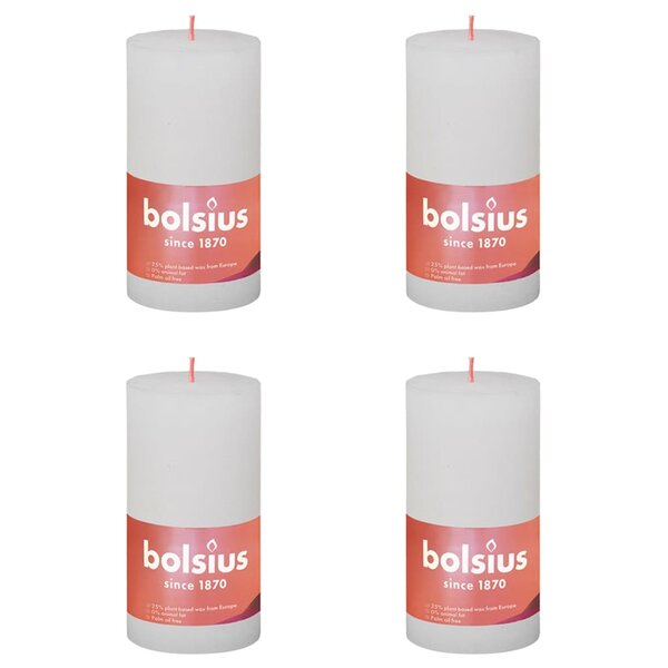 Bolsius Bougies pilier rustiques Shine 4 Pièces 130x68 mm Blanc nuageux