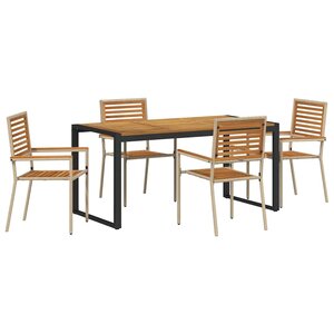 vidaXL Ensemble de salle à manger pour jardin 5 Pièces Beige et Marron