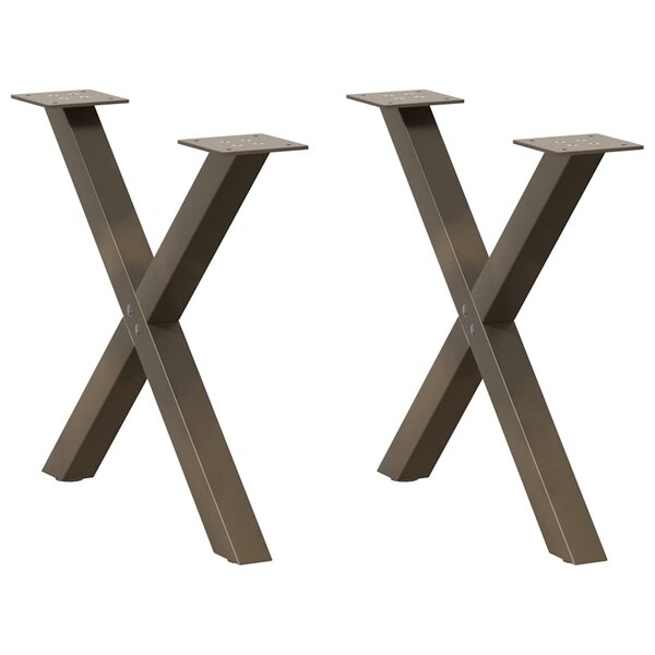 vidaXL Pieds de table basse en forme de X  2 pièces  acier naturel  50 x (42-43) cm