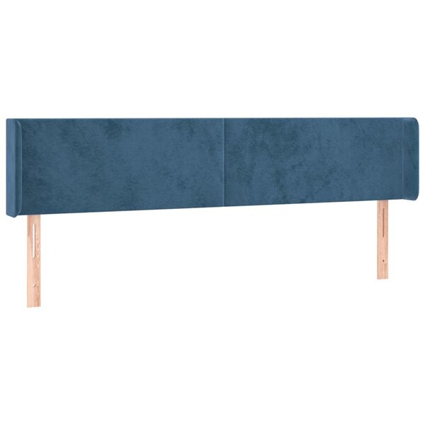 vidaXL Tête de lit avec oreilles Bleu foncé 203x16x78/88 cm Velours