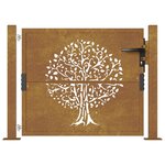 vidaXL Portail de jardin 105x80 cm acier corten conception de l'arbre