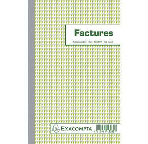 Manifold Factures 21x13 5cm 50 Feuillets Double Autocopiant Texte En Français - Blanc - X 10 - Exacompta
