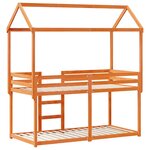 vidaXL Lit superposé avec toit cire marron 90x190cm bois massif de pin