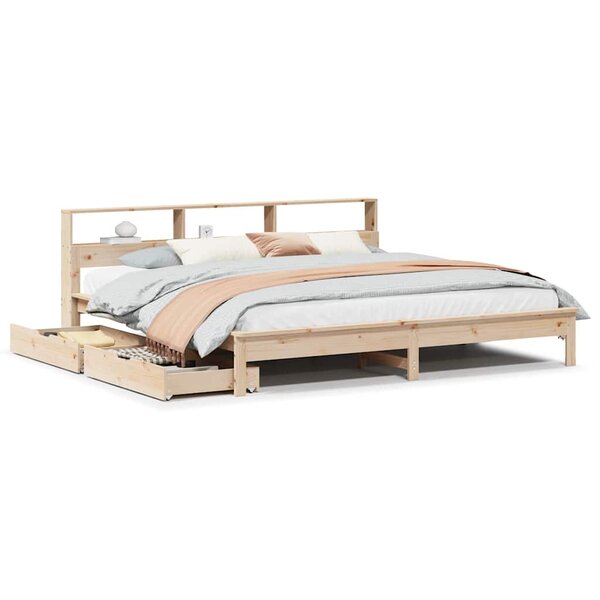 vidaXL Lit bibliothèque sans matelas 200x200 cm bois massif de pin