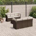 vidaXL Salon de jardin avec coussins 7 Pièces marron résine tressée