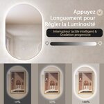 Miroir mural de salle de bain led ovale 80 cm x 50 cm rétro-éclairé à intensité variable 3 couleurs interrupteur tactile intelligent antibuée antidéflagrant 20_0006308