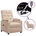vidaXL Fauteuil électrique de massage Crème Tissu