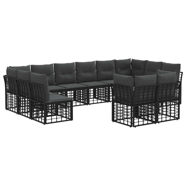 vidaXL Ensemble de canapés d'extérieur Noir et Gris foncé Polyester