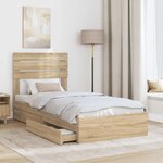 vidaXL Lit de Rangement Chêne Sonoma 100 x 200 cm Bois d'ingénierie