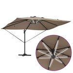 vidaXL Parasol Cantilever Roma avec LED Taupe 352x251x265 cm Aluminium