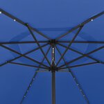 vidaXL Parasol de jardin avec lumières LED et mât en métal bleu azuré