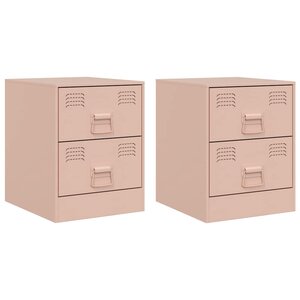 vidaXL Tables de chevet 2 Pièces rose 34 5x39x44 cm acier