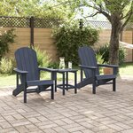 Ensemble de Jardin vidaXL 3 Pièces Bleu Marine HDPE