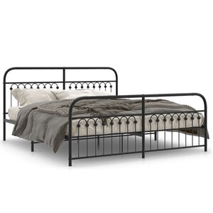 vidaXL Cadre de lit métal sans matelas avec pied de lit noir 183x213cm