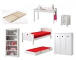 Chambre complete Amori lit gigogne avec bureau et rangements