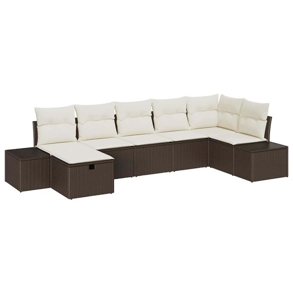 vidaXL Ensemble de canapé de jardin 7 Pièces Marron 55 x 62 x 69 cm