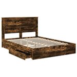 vidaXL Lit de Rangement Chêne fumé 160 x 200 cm Bois d'ingénierie