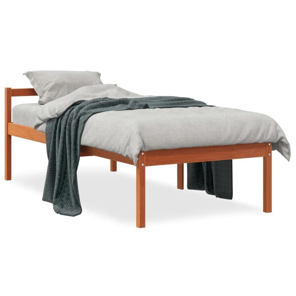 vidaXL Lit pour personne âgée cire marron 90x200 cm bois de pin massif