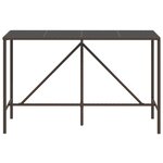 vidaXL Table de bar et dessus en verre marron 180x70x110 cm poly rotin