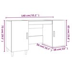 Bureau table poste de travail meuble d'ordinateur informatique étude 140 x 50 x 75 cm bois d'ingénierie blanc 02_0023514